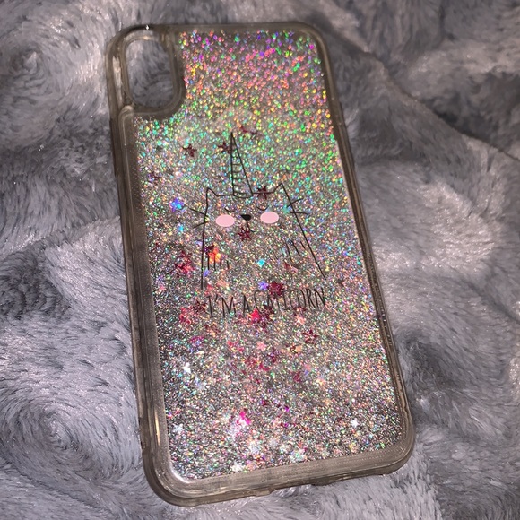 Host Pick! IPhone XS Waterfall Liquid Sparkling Quicksand Iโm A Caticorn Case ๐ฆ - Picture 4 of 5